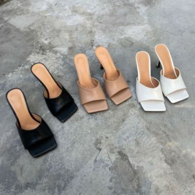 予約* 5color スクエアトゥ ワンカラー ミュール 8cm heel
