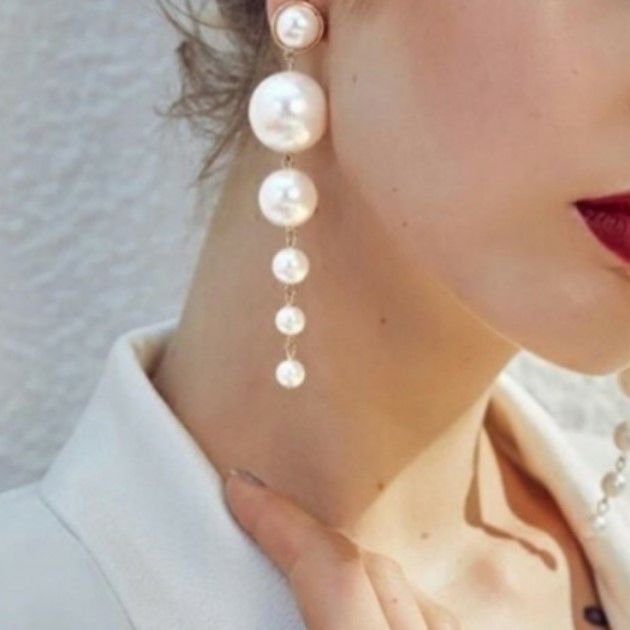 予約パール ロング ピアス サイズグラデーション Lilirena 予約パール ロング ピアス サイズグラデーション Lilirena