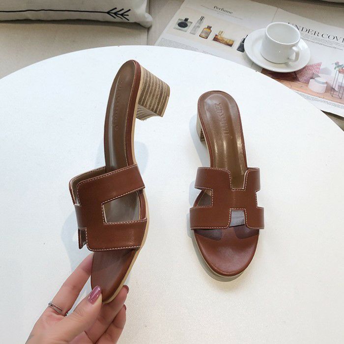 予約 3color Hデザイン サンダル ラウンドトゥ heel5cm | LiLiRena