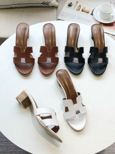 予約 3color Hデザイン サンダル ラウンドトゥ heel5ｃｍ