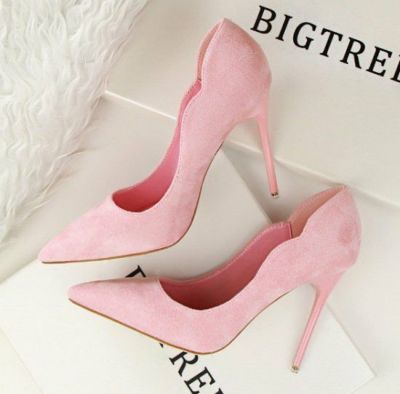 即納* 6color スエード　バックスカラップ　ハイヒールパンプス
