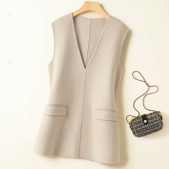 【セール】MADISON BLUEリネンVネックサイドスリットベスト Maison Margiela｜サイドスリットVネックニットベスト