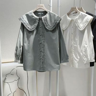 予約  4color フリルカラー シャツ