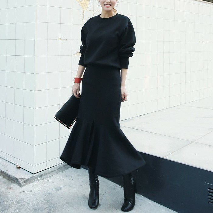 予約 2color セットアップ スウェット ＋ マーメイド ミディ丈