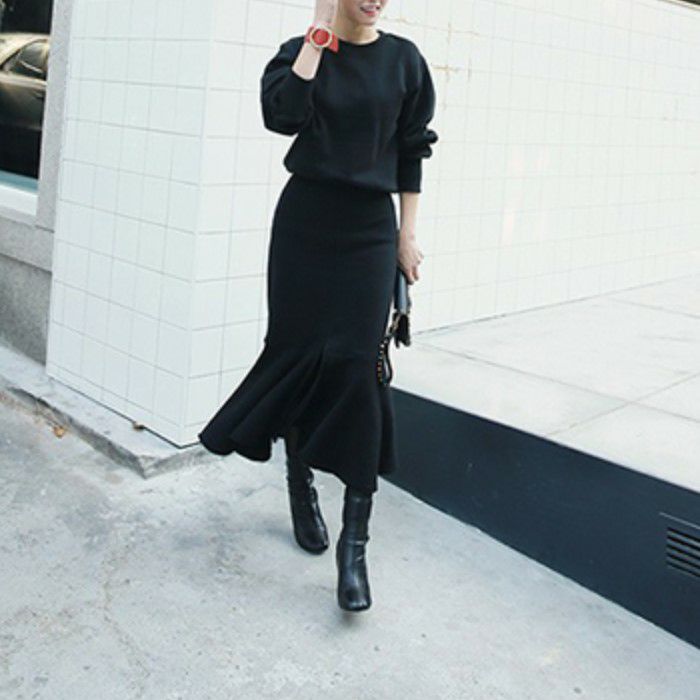 予約 2color セットアップ スウェット ＋ マーメイド ミディ丈