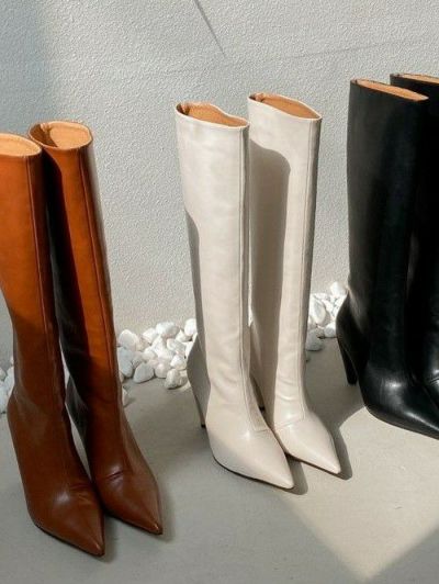 一部即納 3color ワイド ロングブーツ 
