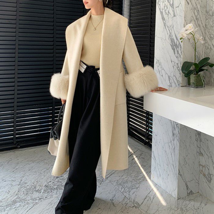 一部即納 2color スリーブファー ロング ガウン コート | LiLiRena