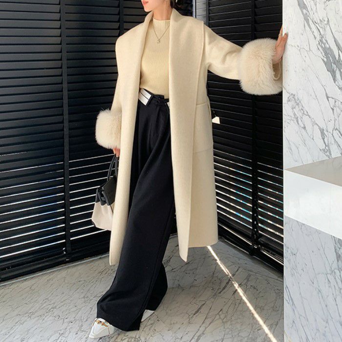 一部即納 2color スリーブファー ロング ガウン コート | LiLiRena