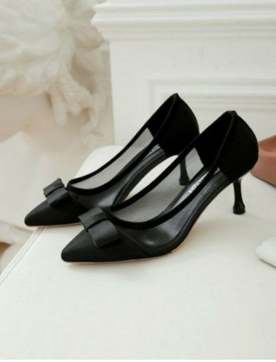 予約 シアー リボン パンプス heel 6.5ｃｍ