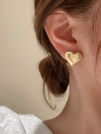 即納  2color Heart motif ピアス