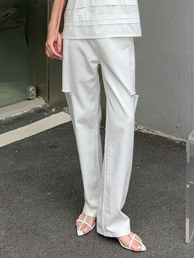 予約 サイズ豊富 フロントスリット テーパード パンツ | LiLiRena