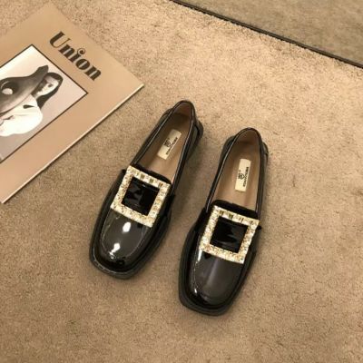 予約 スクエア ビジュー パテント ローファー