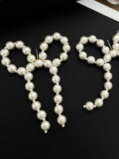 即納 Pearl ribbon ピアス