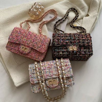 予約 3color ツィード チェーン ショルダー バッグ
