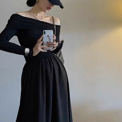 予約 オープンショルダー ロング ワンピース
