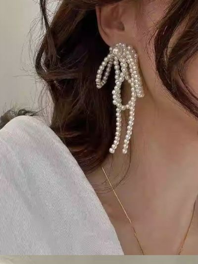 予約 Pearl ribbon ピアス