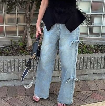 予約 アシンメトリー Ribbon Denim