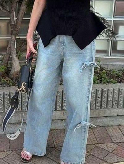 予約 アシンメトリー Ribbon Denim