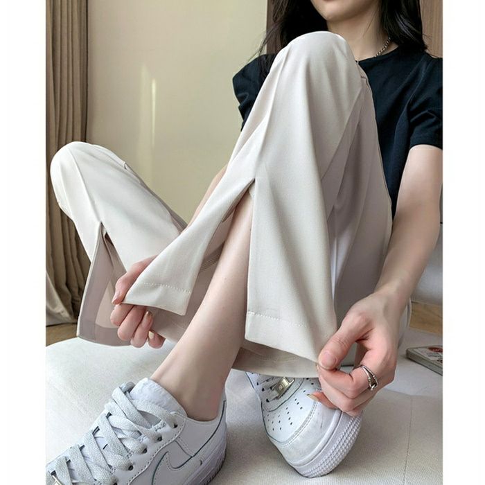 AMOMENTO:リバーシブル シアー ストレート パンツ SHEER STRAIGHT FIT PANTS-シアーストレートフィットパンツ
