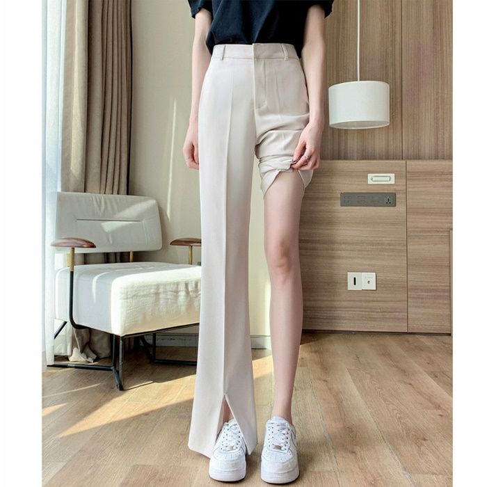 DT♪ LISCA スリット入りストレートパンツ ズボン 関税込 予約 2color 冷感 センタースリット ストレート パンツ | LiLiRena