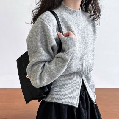 予約 3color フロント ZIP スリット ニット