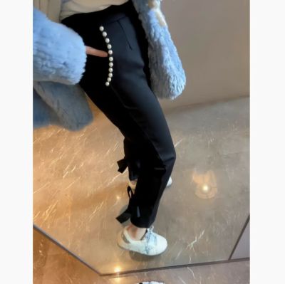 予約 バックリボン パール ポケット パンツ