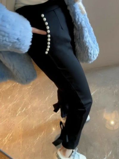 予約 バックリボン パール ポケット パンツ