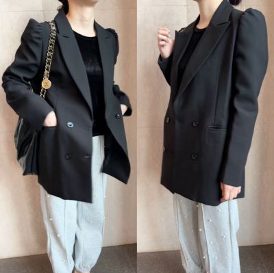 予約 3color パフスリーブ ギャザー ショルダー ジャケット 