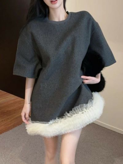 予約 3color Tulle trim dot stone ワンピース | LiLiRena