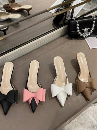 予約 4color 立体 リボン ミュール