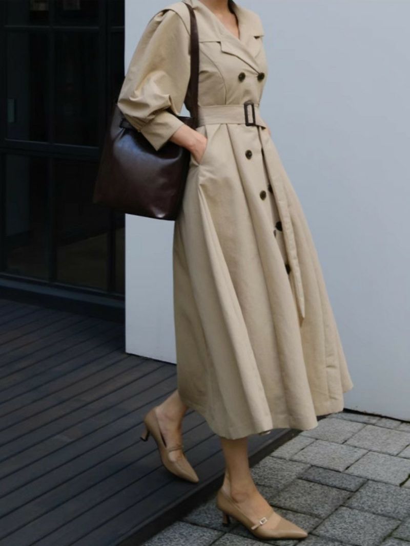 予約 2color セーラーカラー トレンチコート ワンピース | LiLiRena