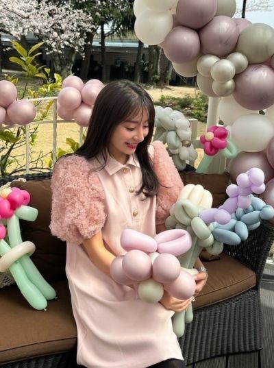 前田朝香さんコラボ 3color チュール袖 ゴールドボタン ワンピース