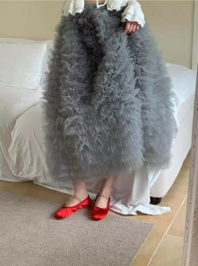 予約 Volume tulle cocoon skirt