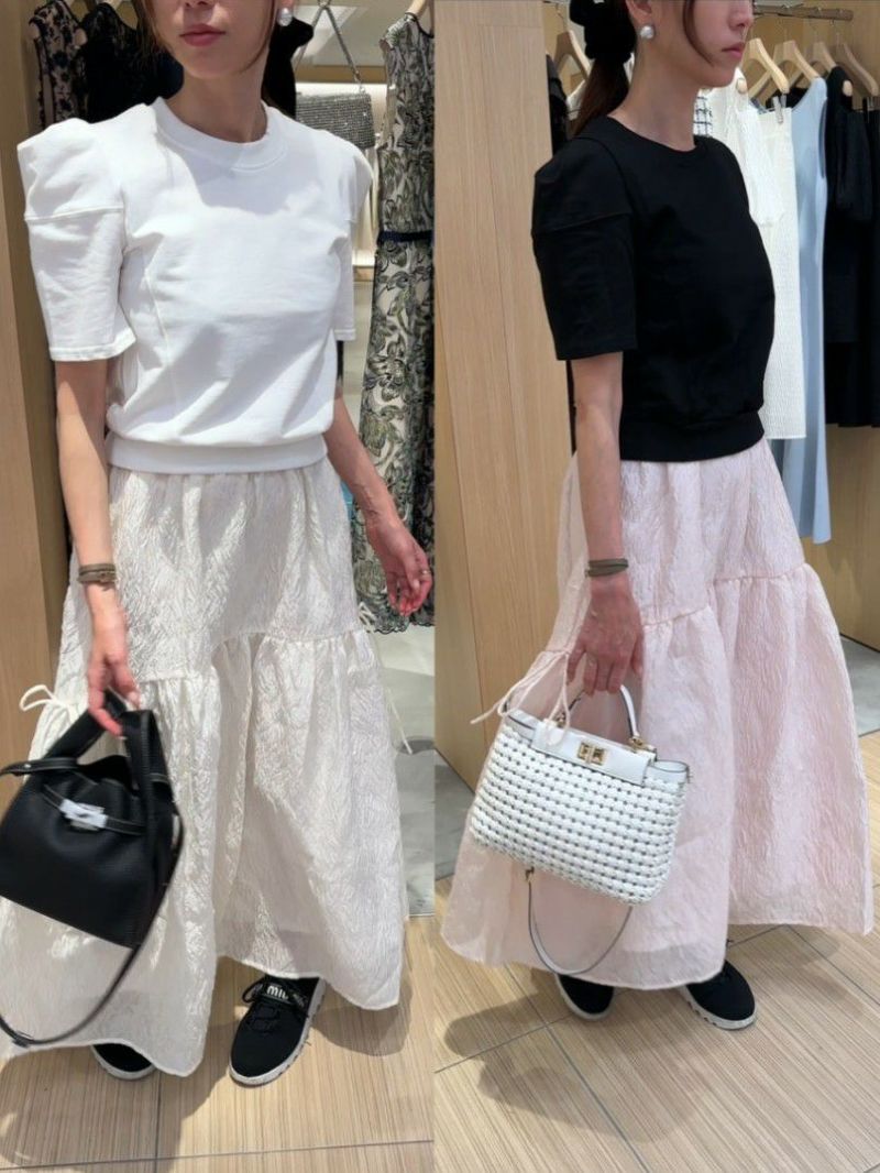 140-150]ラメチュールティアードロングスカート(ロング・マキシ