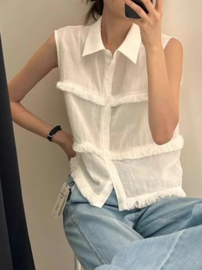 予約 2color Fringe point shirt 