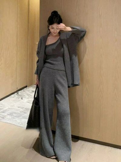 ニット　3点セット L LABEL（エルラベル） セットアップ ニットカーデ＆ジレ＆パンツ3点