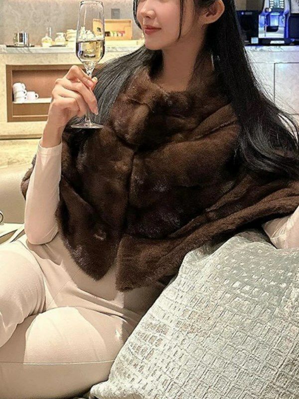 早期価格 予約2color ミンクライク ケープ エコファー ポンチョ コート