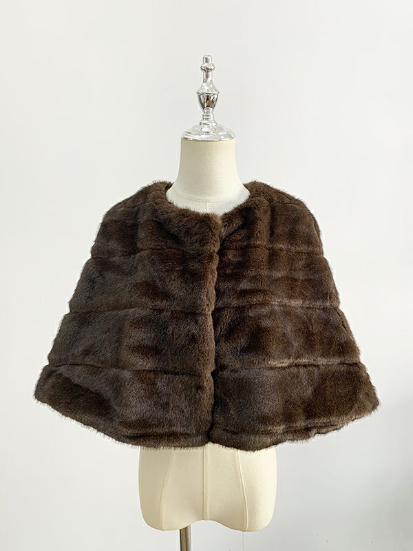 予約2color ミンクライク ケープ エコファー ポンチョ コート | LiLiRena