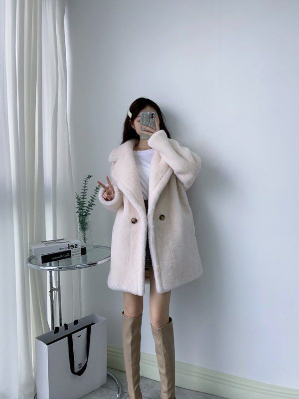 予約 3color テディコート ショート丈 black gray white | LiLiRena